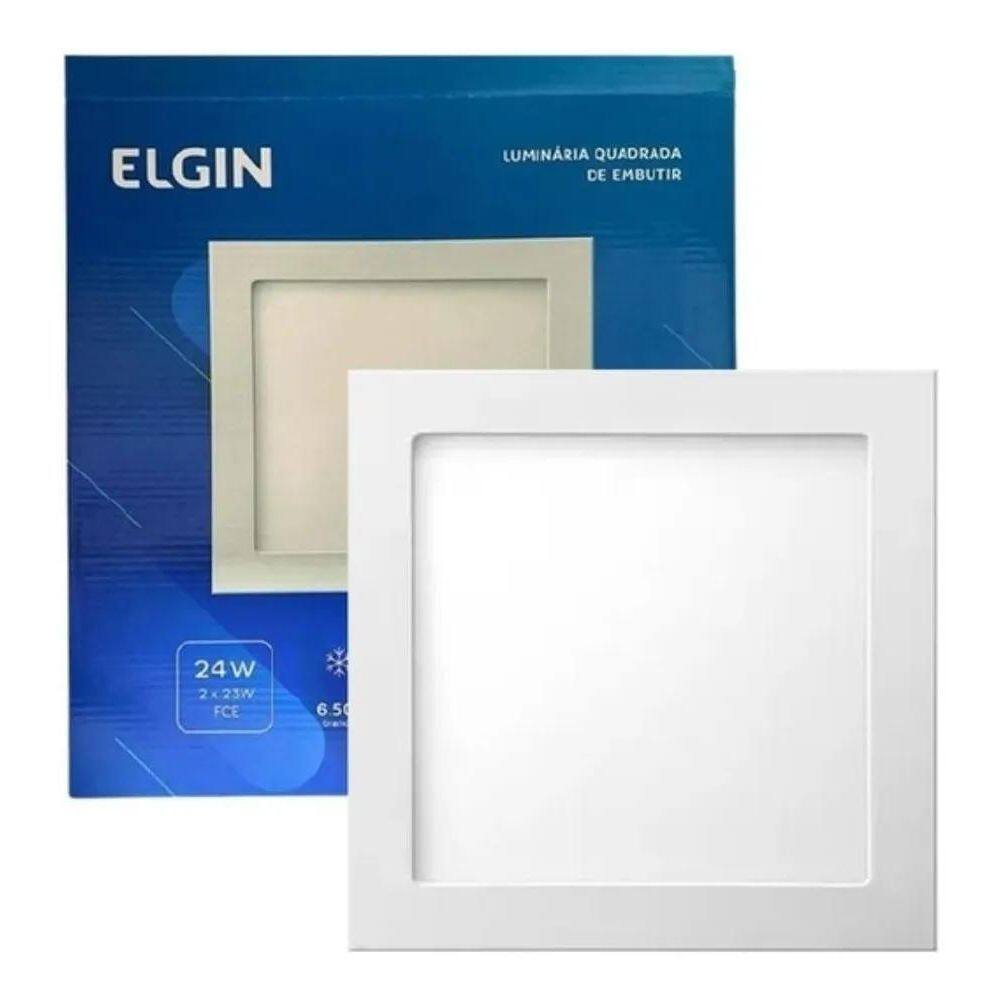 3X Plafon Elgin Painel Embutir Led 24W Branco-Frio 6500K
