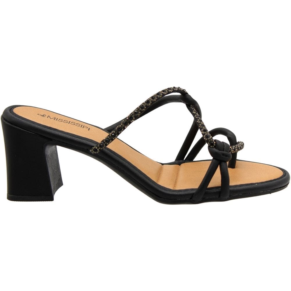 Tamanco Salto Médio Bloco Mississipi Strass Shine Feminina