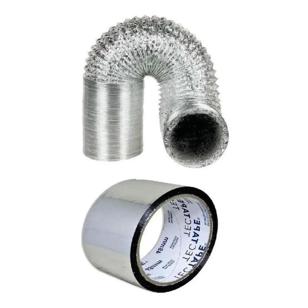 3X Duto Flexível De Alumínio 150Mm 1 Metro + Fita Grow Coifa