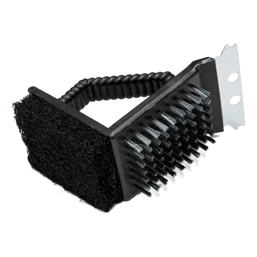 3X Escova Prana Para Limpeza De Grelha Churrasqueira Aço Ino