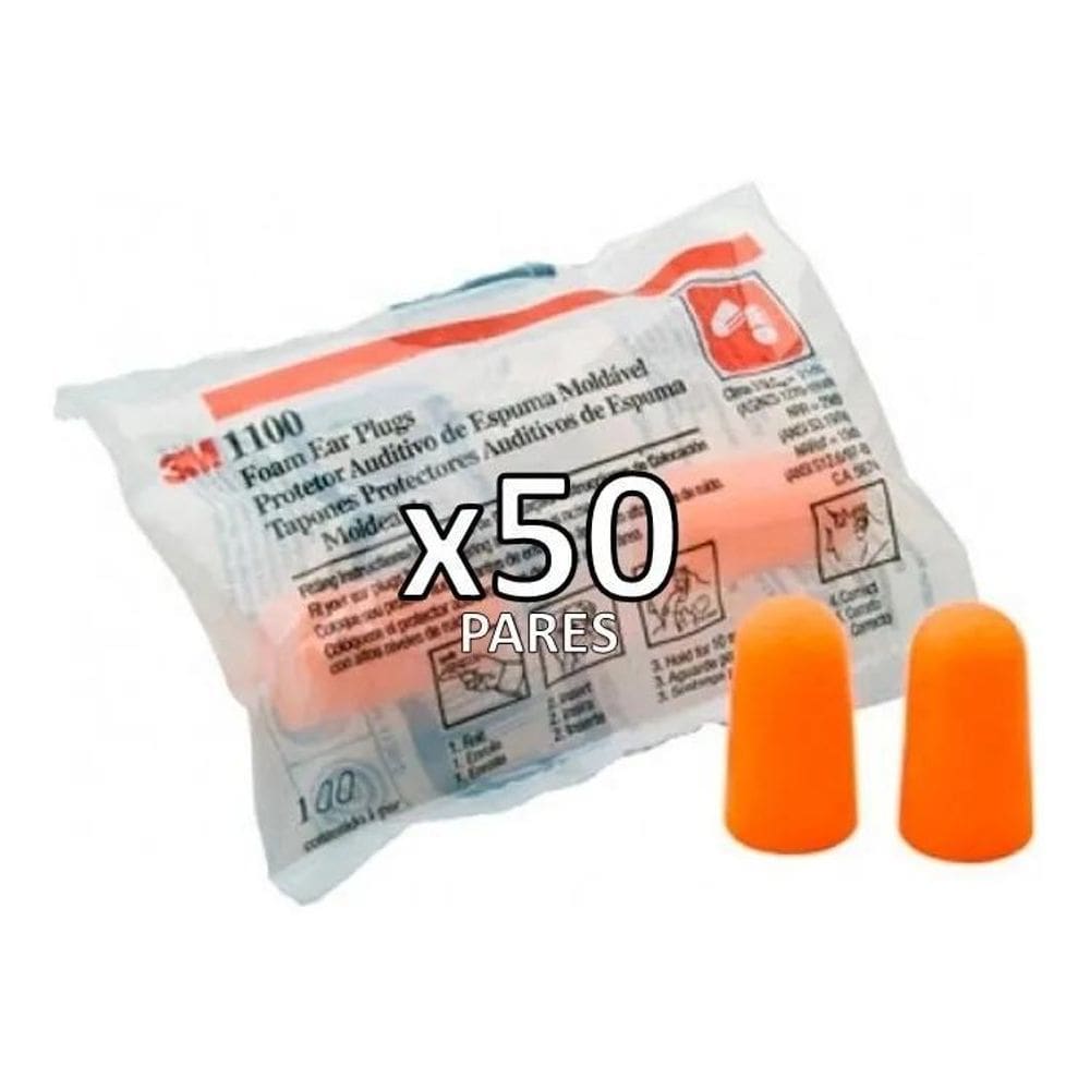 3X Protetor Auricular Espuma Ouvidos Abafador 3M - 50 Pares