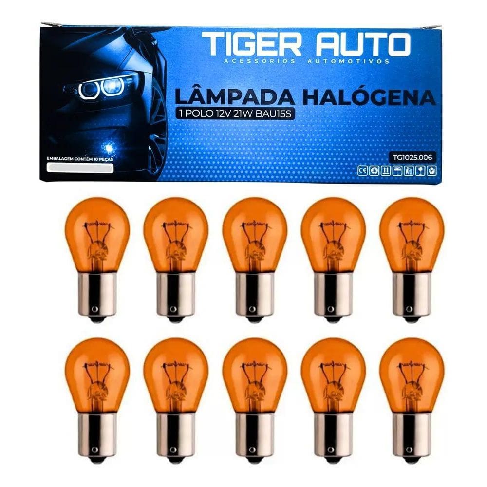 3X 10 Lâmpadas 1 Polo Seta Pisca Ambar Py21W Bau15S 12V