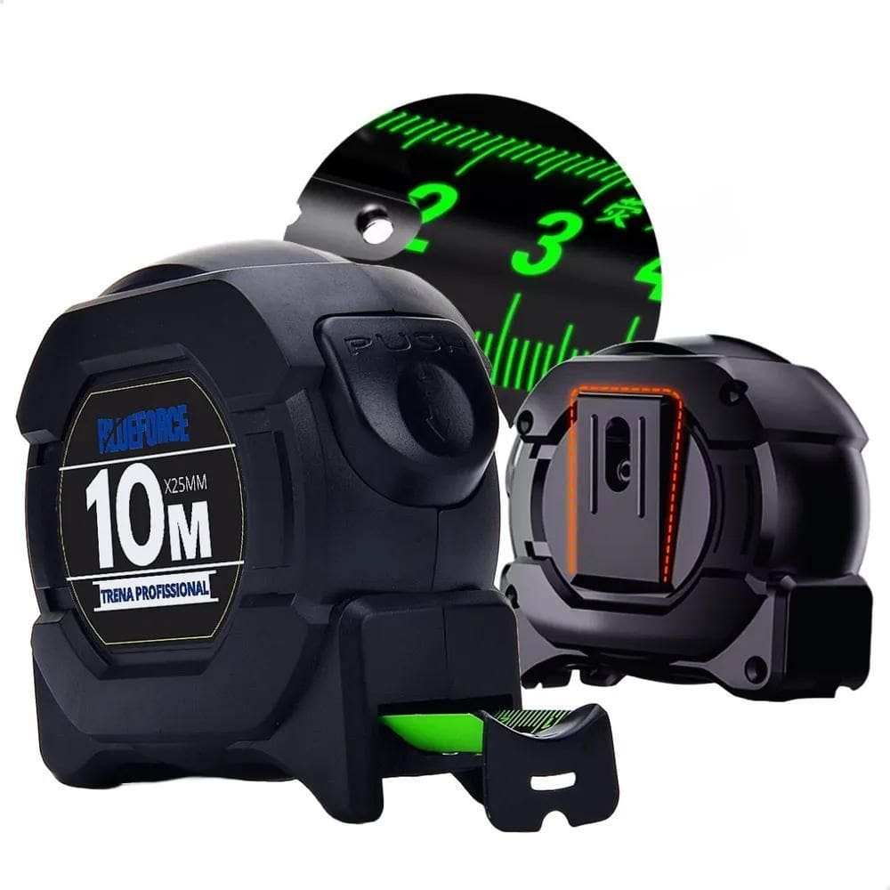 3X Trena 10M Fita Métrica Fluorescente Profissional Aço Com