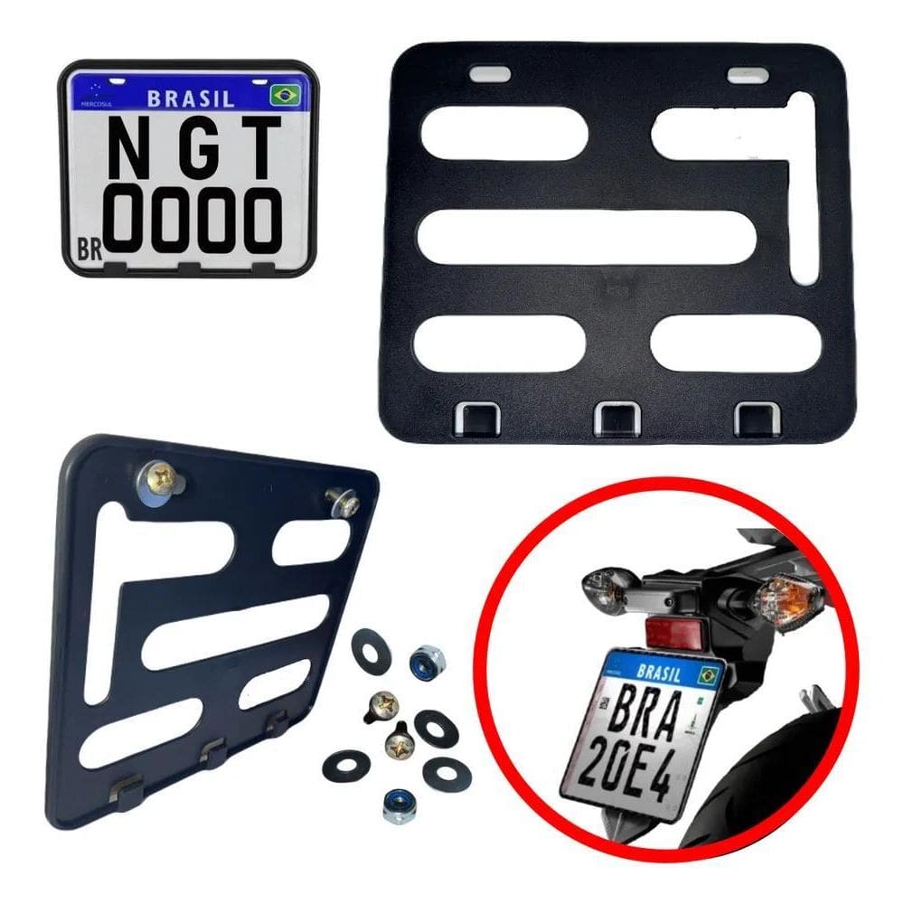 3X Suporte Reforço Protetor De Placa Moto Mercosul Com Paraf