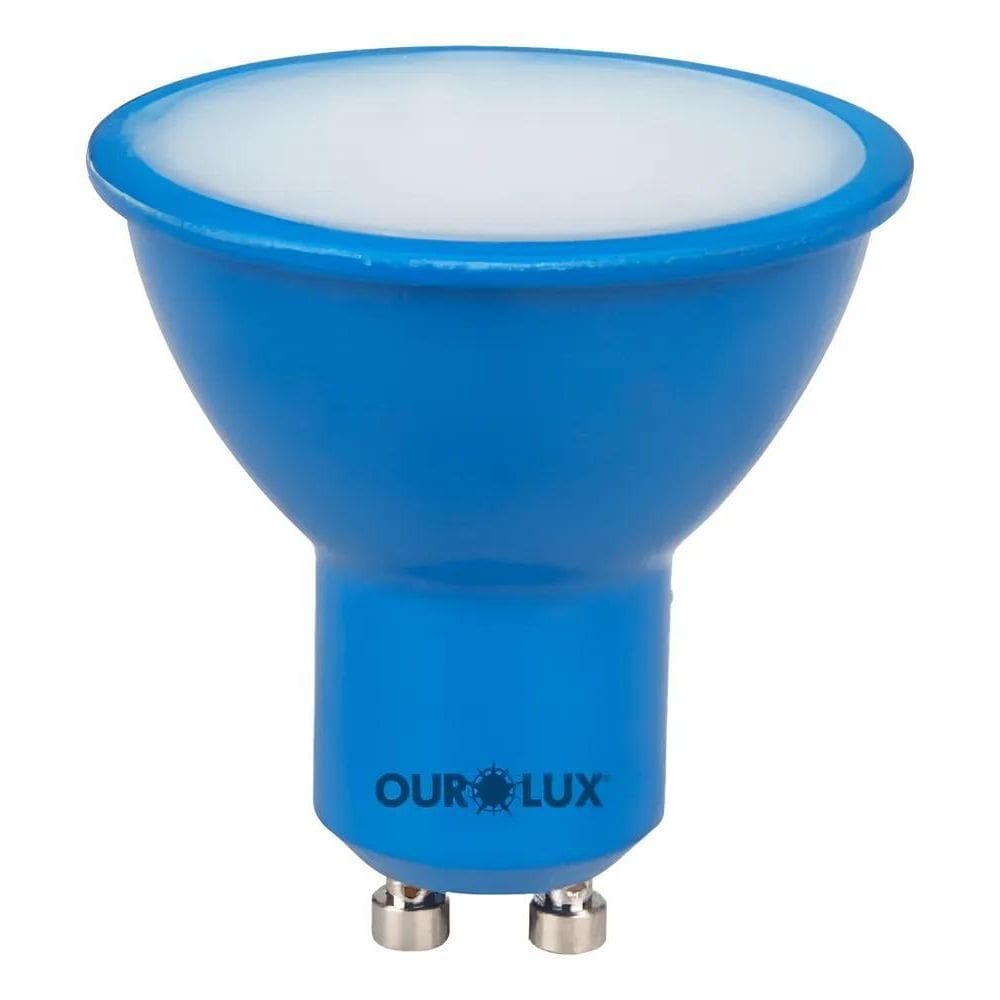 3X Ourolux - Dicroica Led 4W Azul Gu10 Bivolt - 05471 Azul