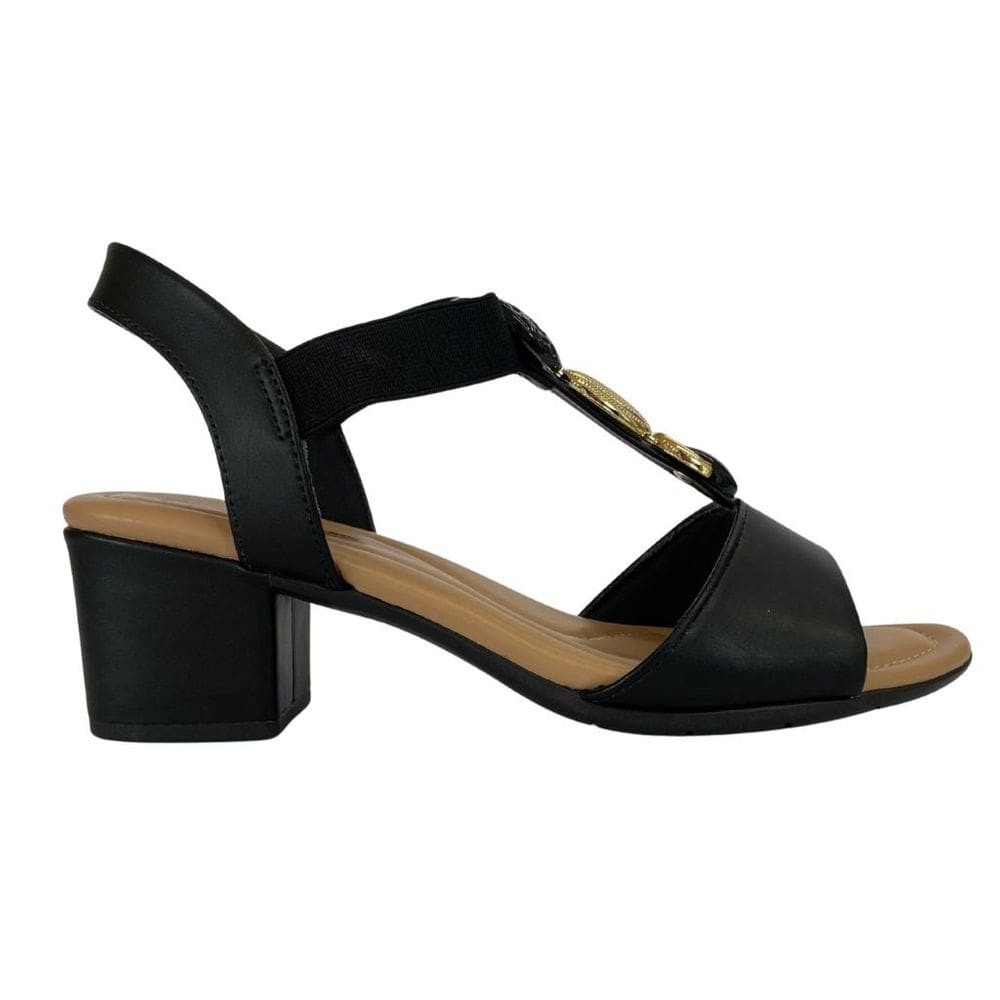 Sandália Comfort Flex 2557403 Feminino Preto saltinho casual