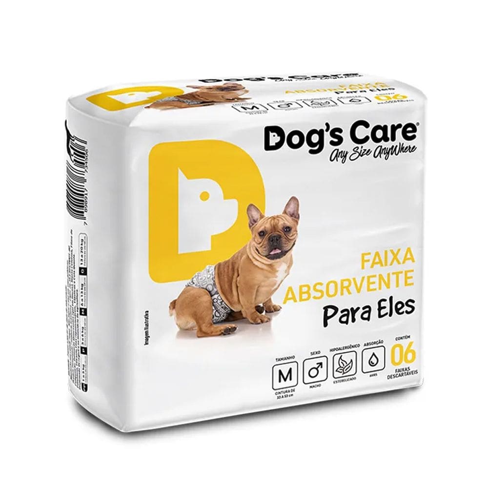 Fralda Descartável para Cães Machos Tamanho M com 06 unidades Dog`s Care