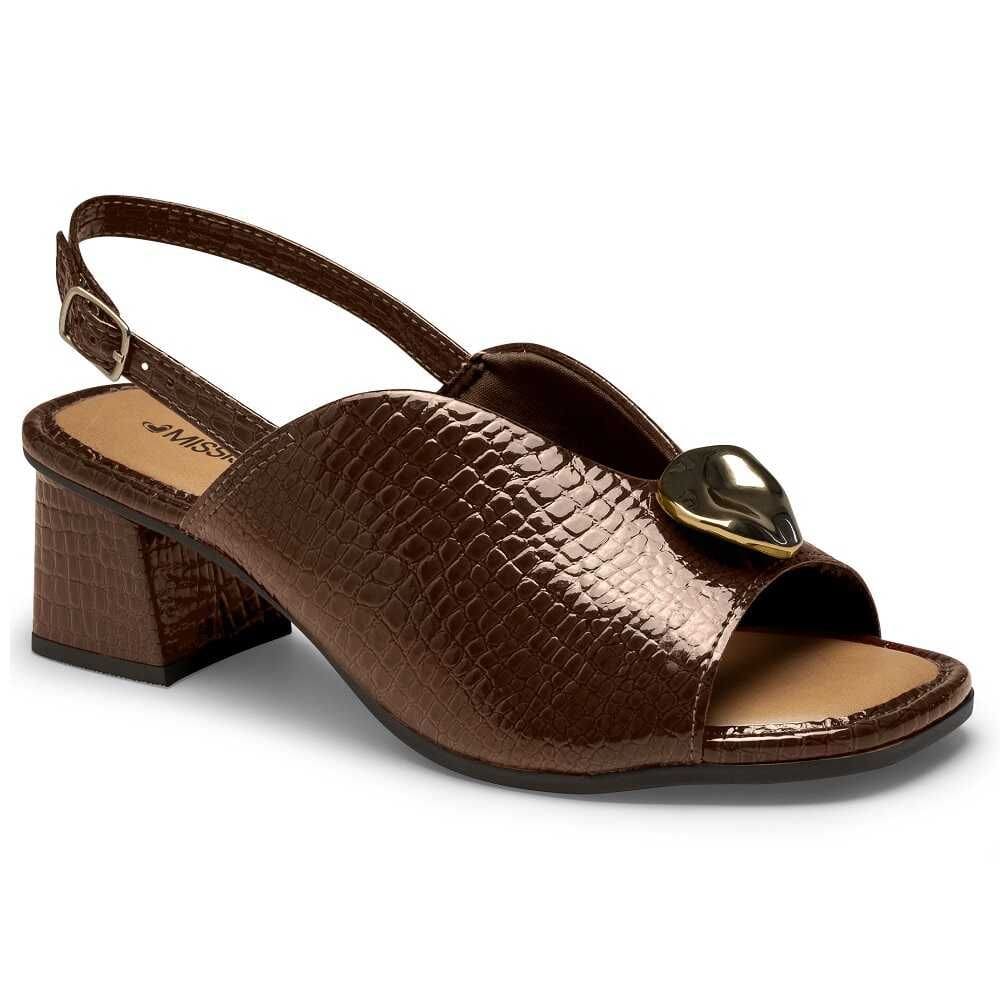 Sandália Salto Bloco Mississipi MF261 Feminina - Marrom