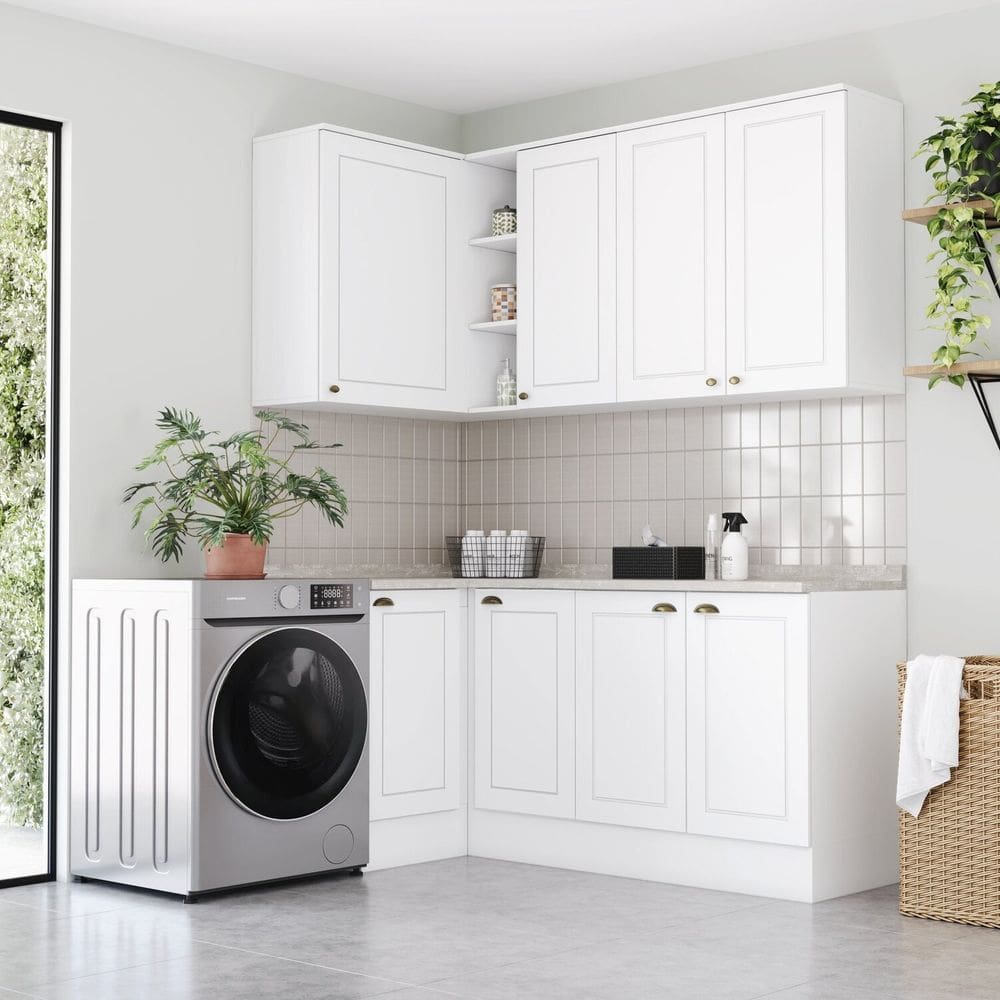 Lavanderia Modulada 05 Peças com Tampo Emily Espresso Móveis Branco