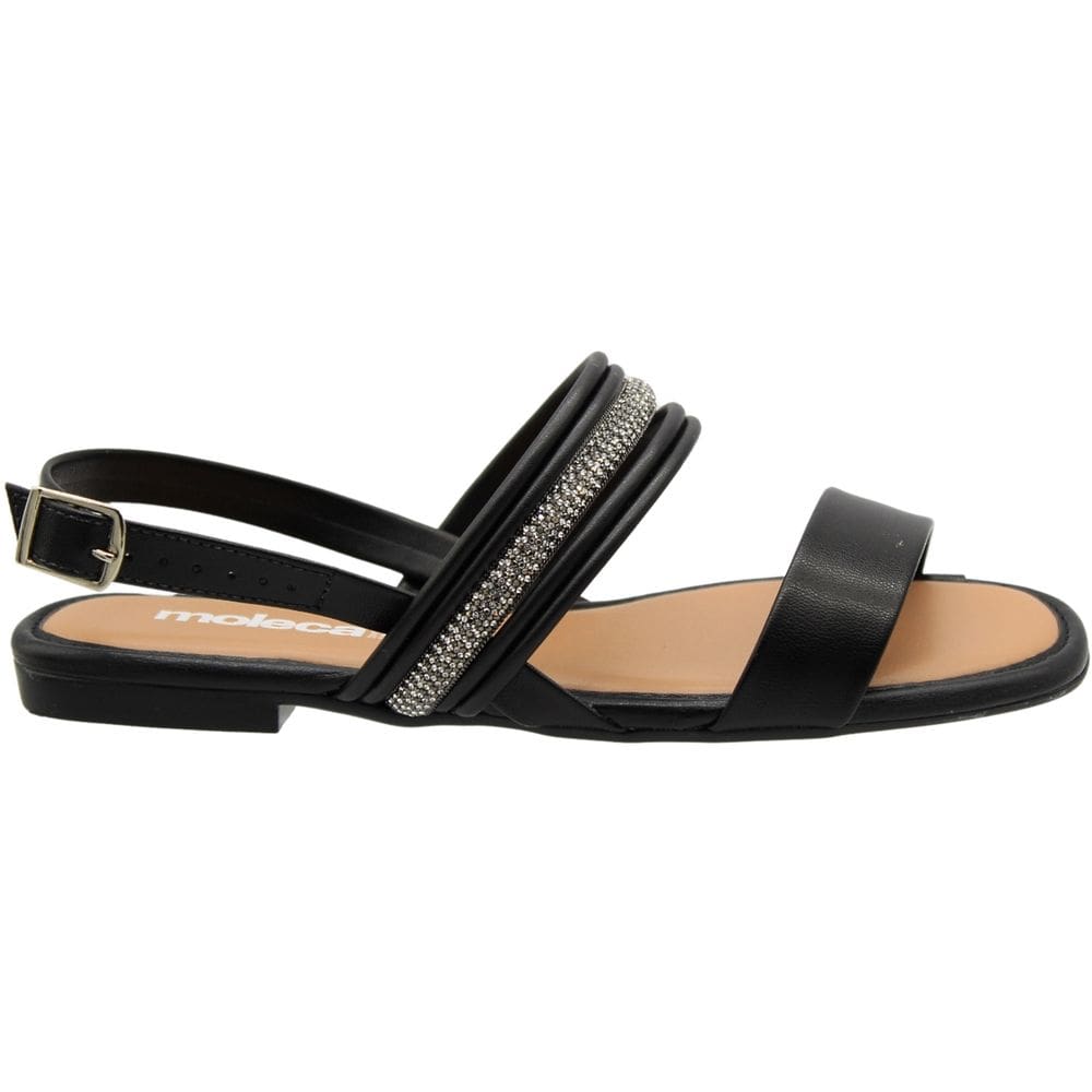 Sandália Rasteira Moleca Tira em Strass Feminina