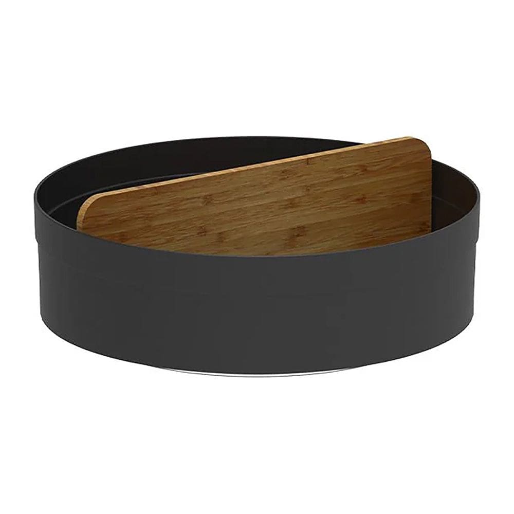 Organizador Giratório Alto com Divisória em Bambu Preto Fechado 8x25,5x25,5cm OGB3100PTF - Ou