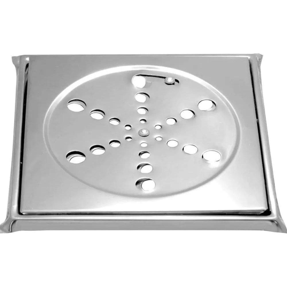 3X Ralo Tampa Grelha Quadrada 15Cm Inox Rotativa Com Caixilh
