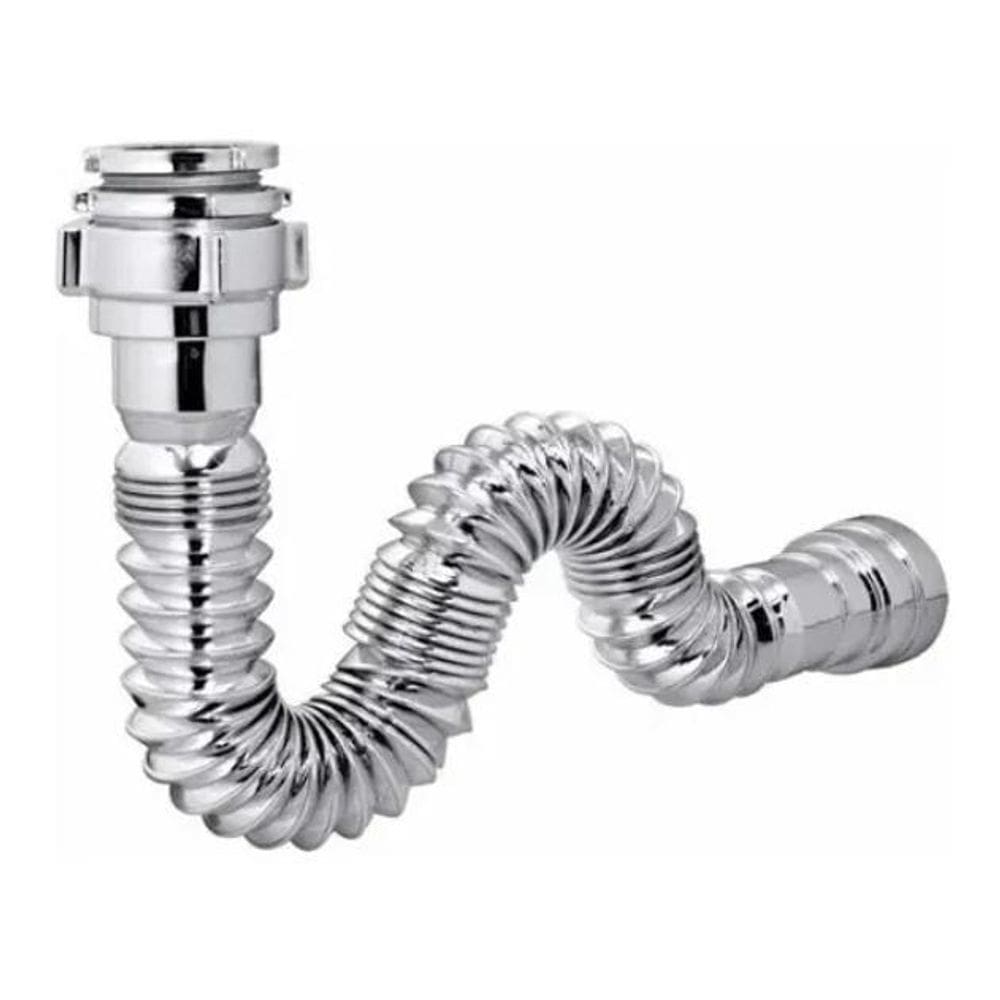 Sifão Sanfonado Flexível Cromado Pia Banheiro Cozinha Tanque