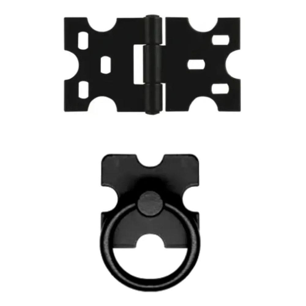 3X Kit 24 Unidades 16 Dobradiças + 8 Puxadores Rústicos Pret