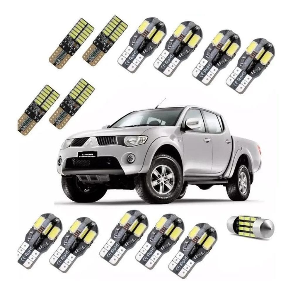 3X Kit Lampadas Led Premium L200 Triton Teto Placa Ré Farole