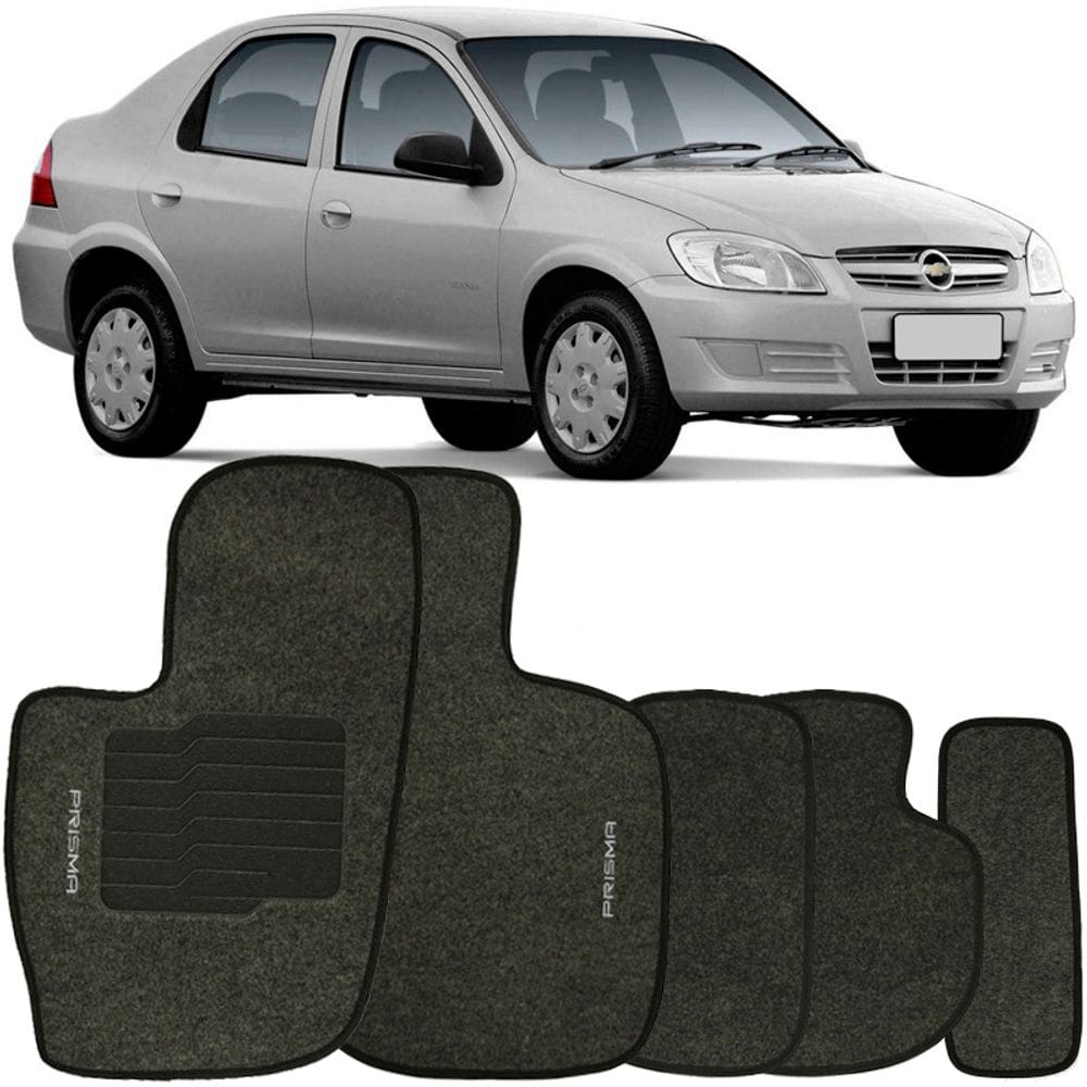 Jogo de Tapete Automotivo Carpete Chevrolet Prisma 2006 à 2012 Soft Logo Bordado 5 Peças