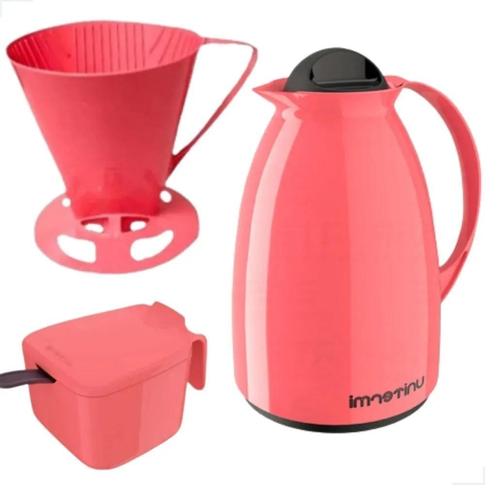 3X Kit Prático Para Café Garrafa Térmica + Açucareiro + Supo