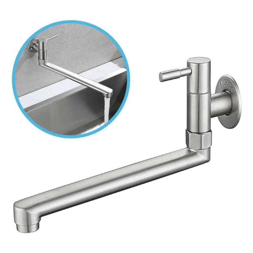 3X Torneira Inox Gourmet Pia Cozinha De Parede Tanque Jardim