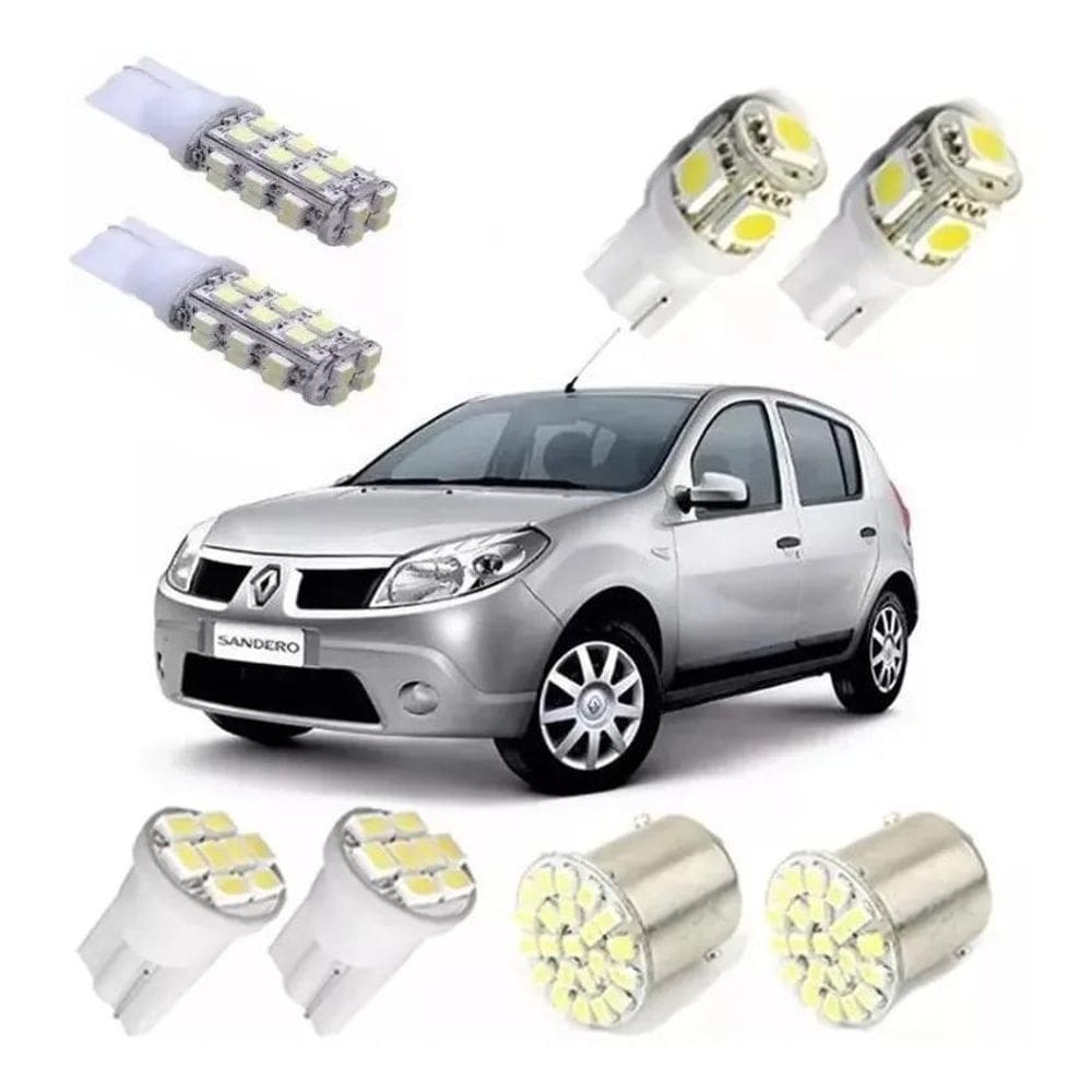 3X Kit Lampadas Led Sandero Logan Teto Placa Ré Farolete