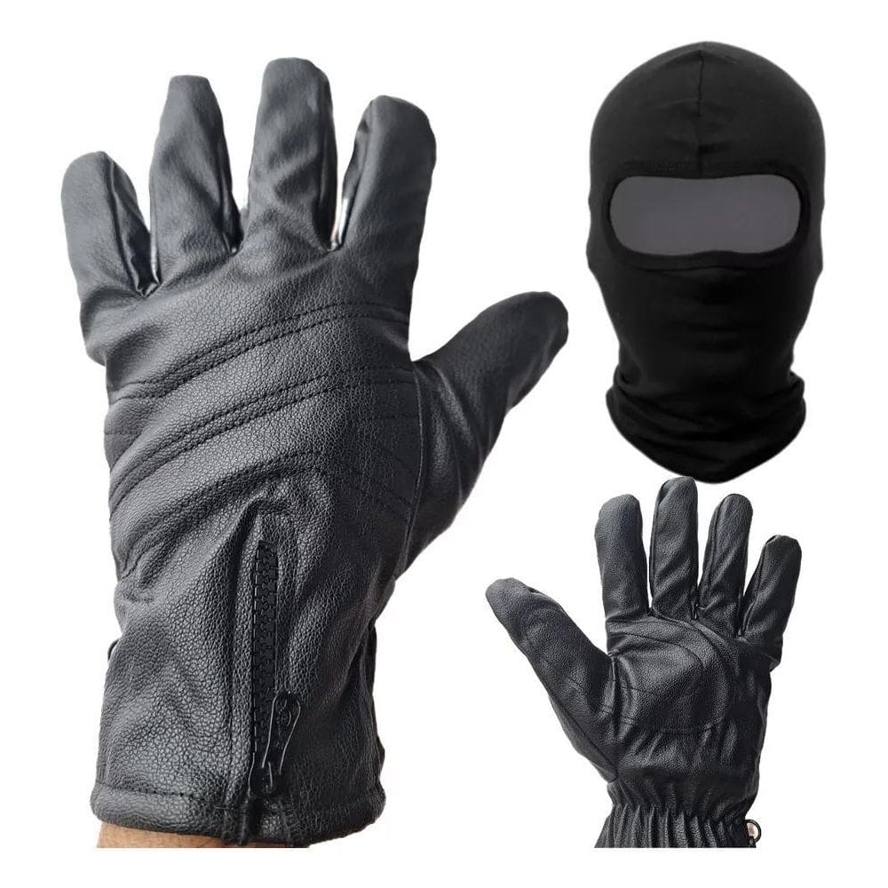 3X Kit Moto Luva Grossa Resistente Touca Ninja Proteção Moto