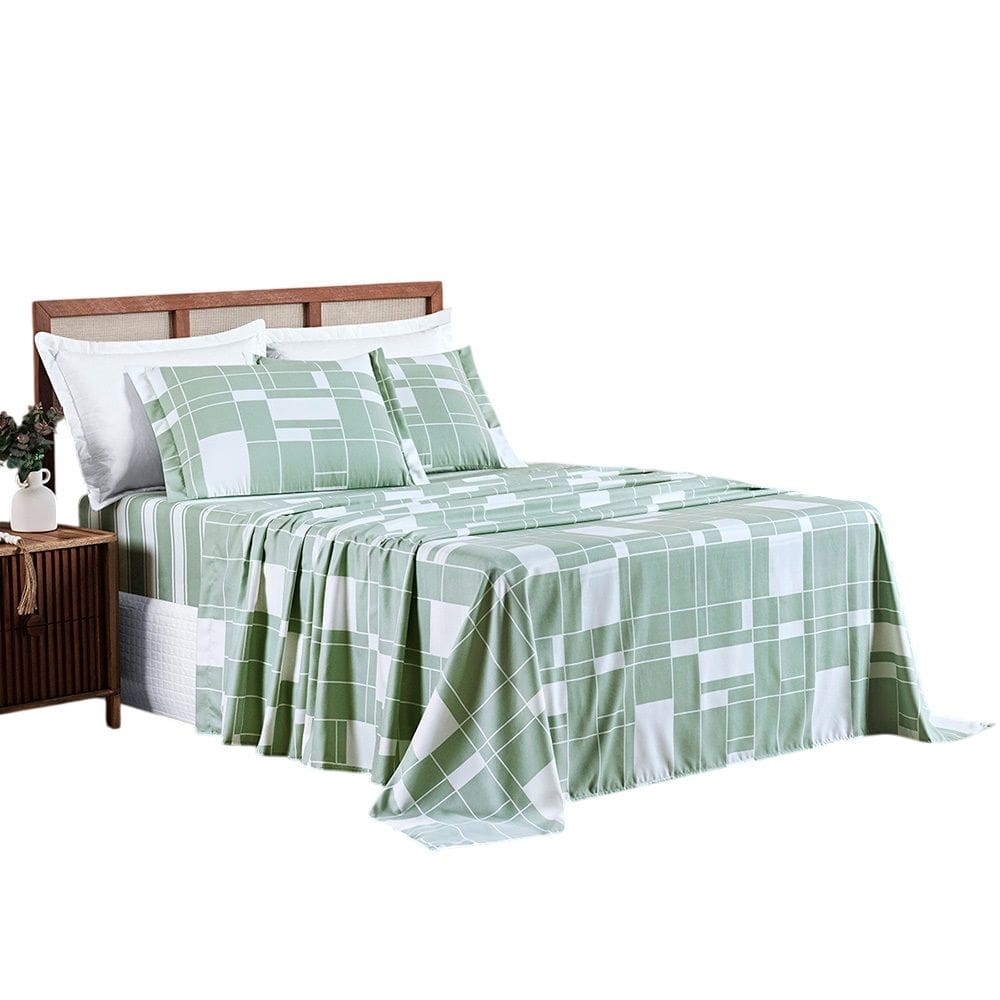 Jg Lençol Casal Spring 4pç 100% Poliéster - Adria