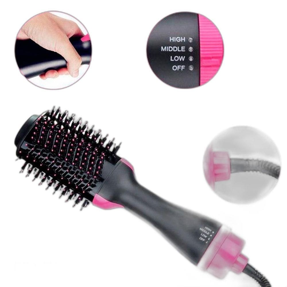 Escova Secadora Soft Cor Preto E Rosa