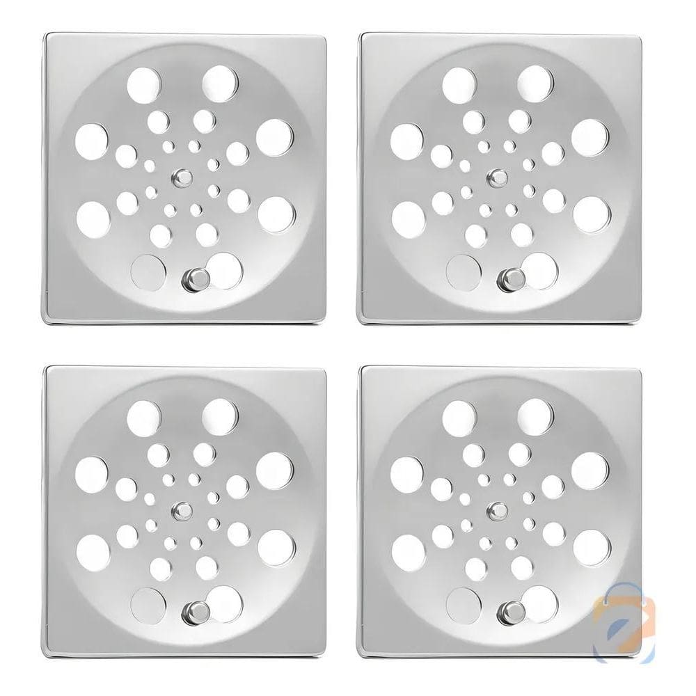 3X Ralo Grelha 10X10 Quadrada Em Aço Inox Com Fecho Rotativo