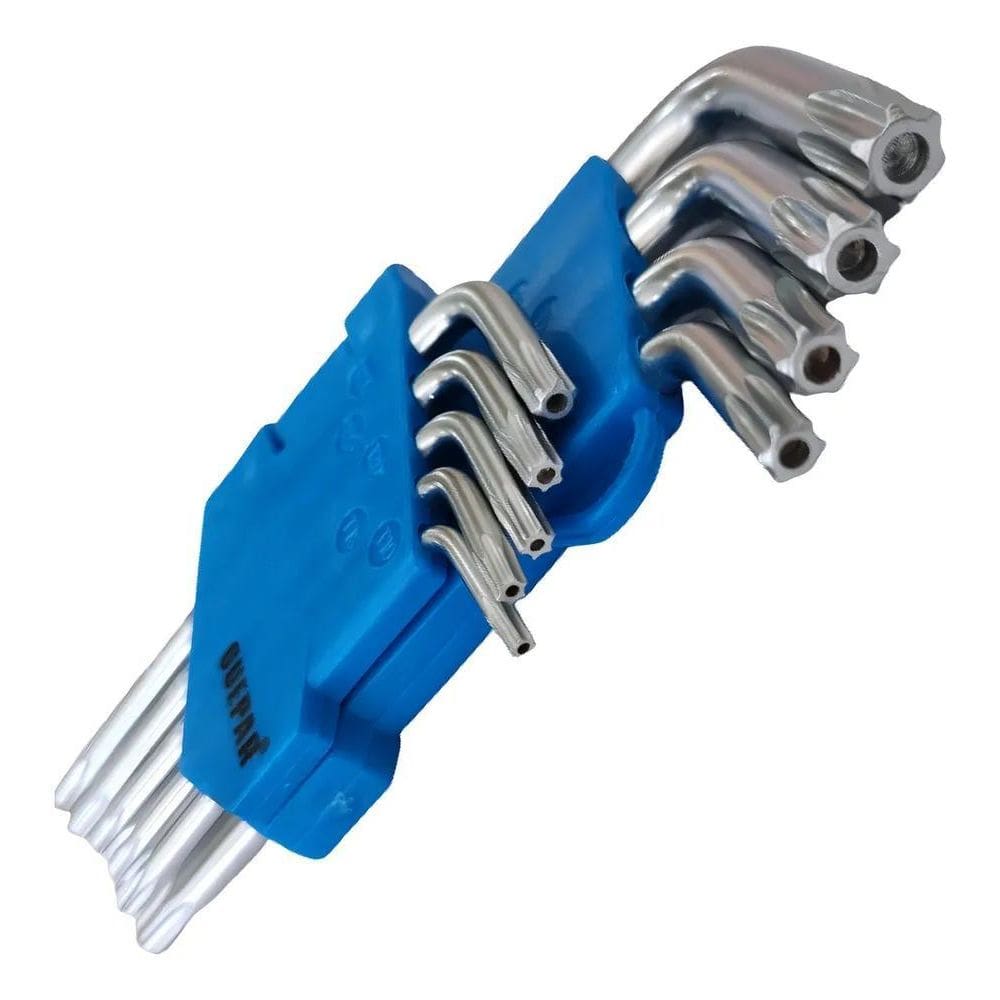 3X Jogo Chave Torx Torque Cromo Vanádio Média 9 Peças Suport