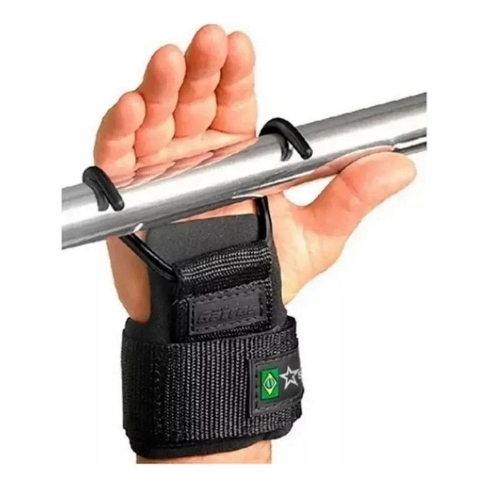 3X Strap Gancho Aço Fort Garras Treino Musculação Cor Preto