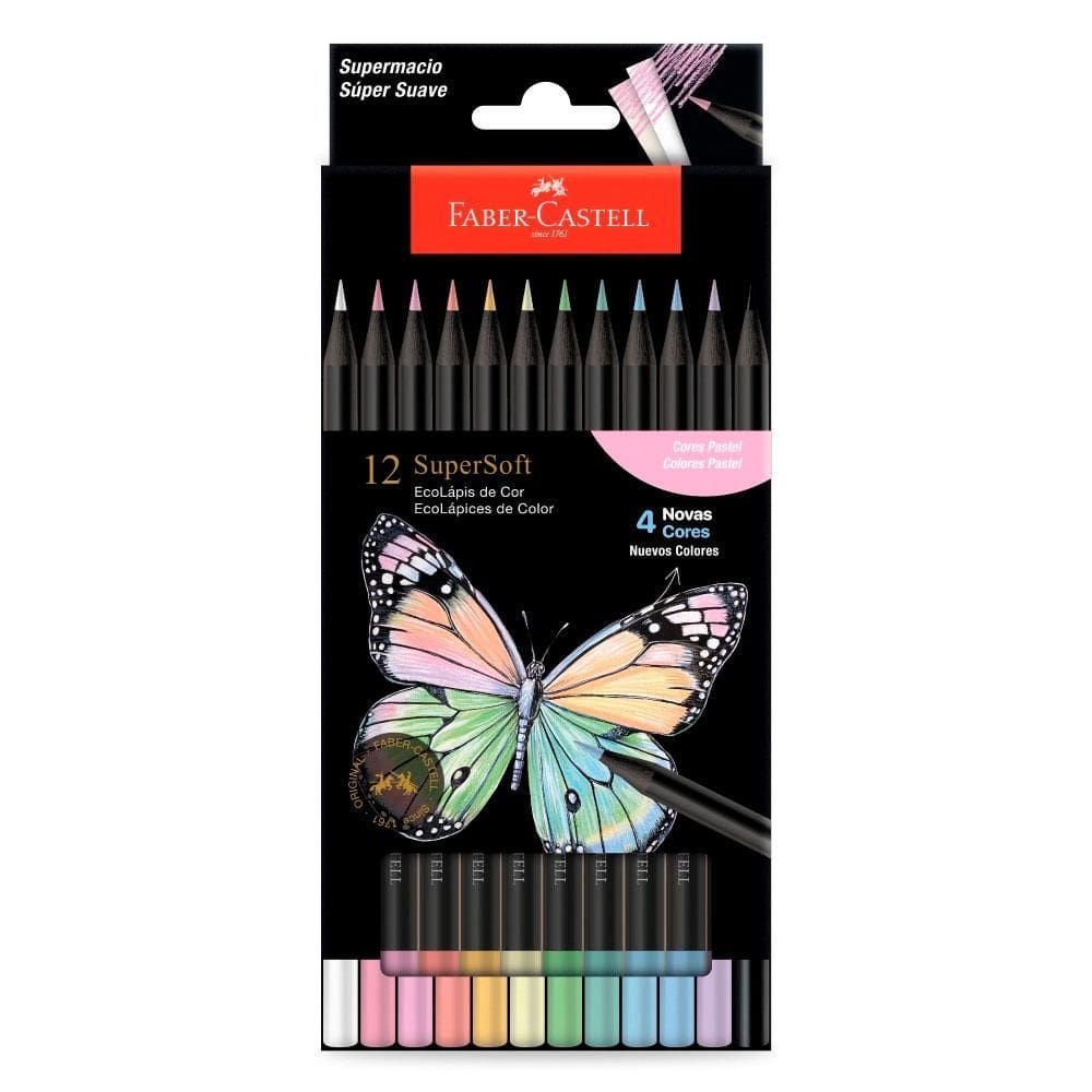Lápis de cor Supersoft 12 cores Pastel 210745 Faber-Castell
