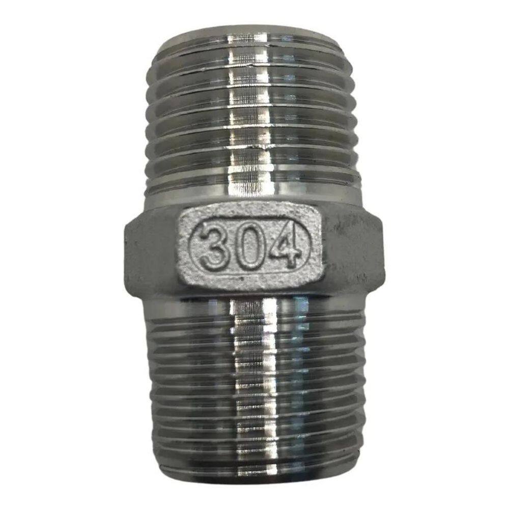 3X Niple Duplo Aço Inox 304 Conexão Rosca 1/2 150Lbs