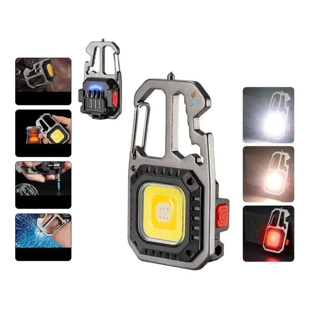 3X Mini Refletor Led Lanterna 8 Em 1 Usb Com Ferramentas