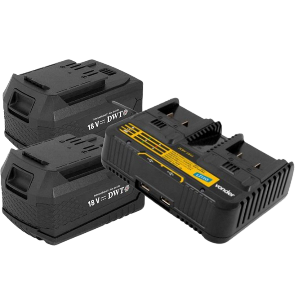Kit Bateria DWT Vonder - 2 Baterias 18V 4AH+Carregador Duplo