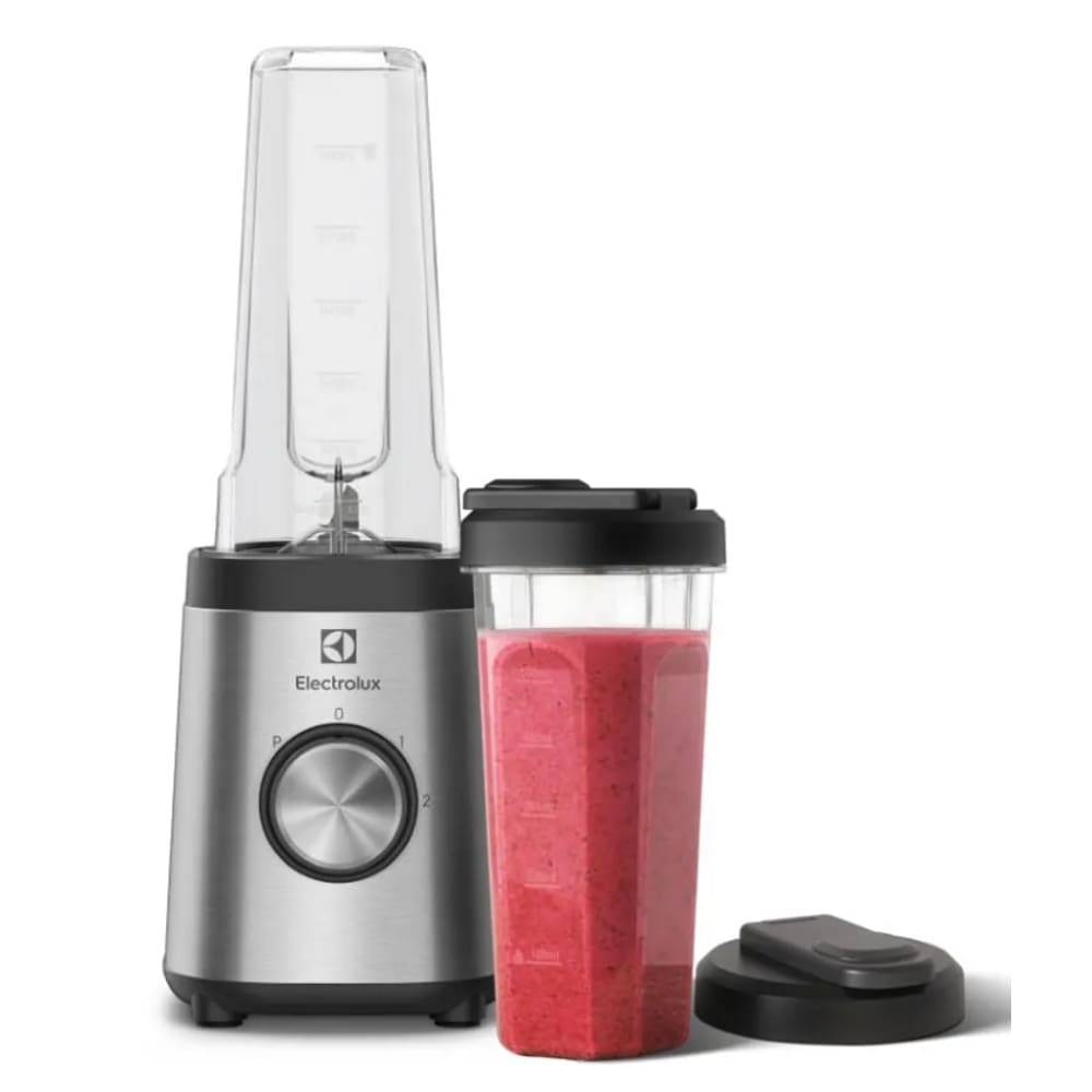 Liquidificador Portatil 2 Jarras 600ml Electrolux 320W Inox 127V