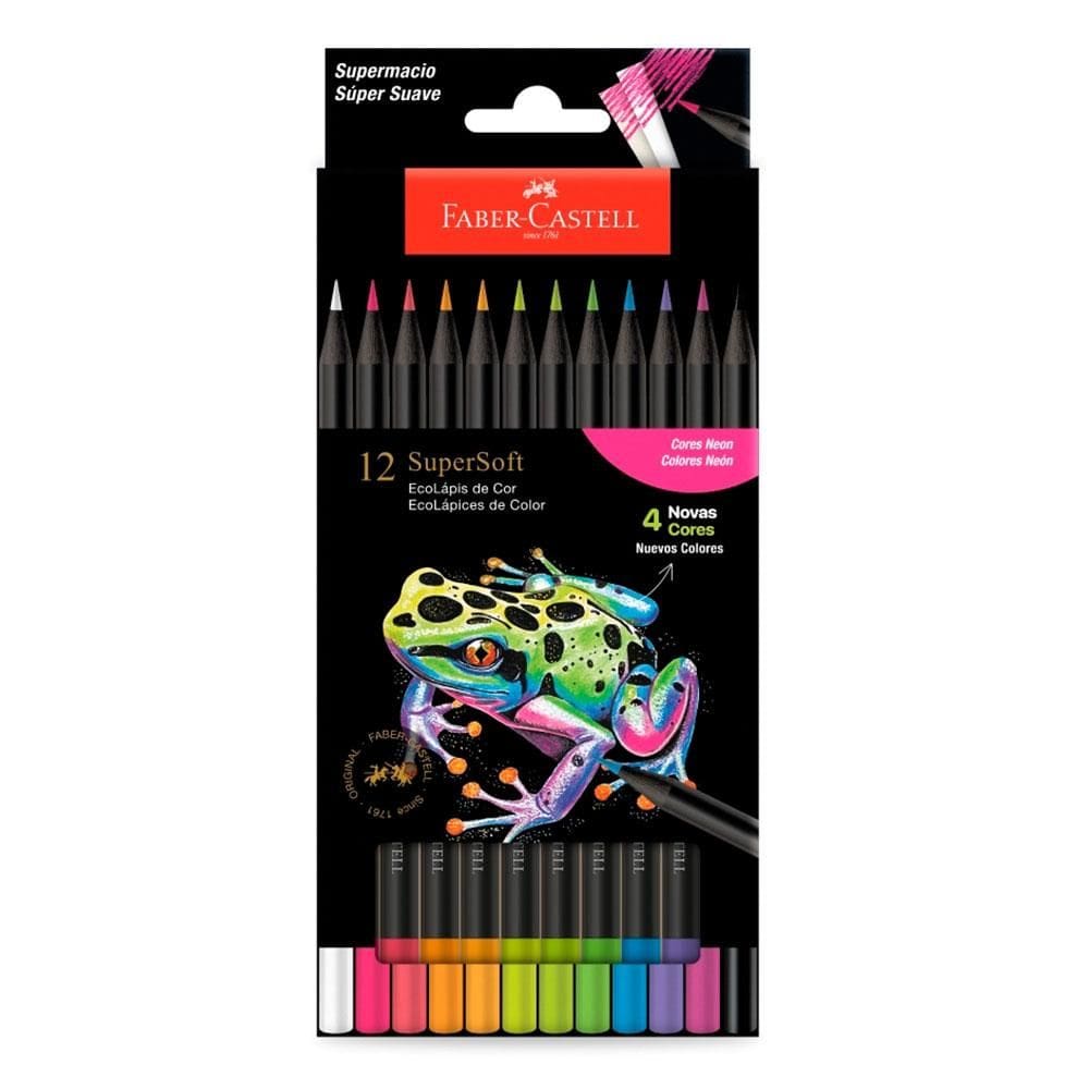 Lápis de cor Supersoft 12 cores Neon 210744 - Faber-Castell