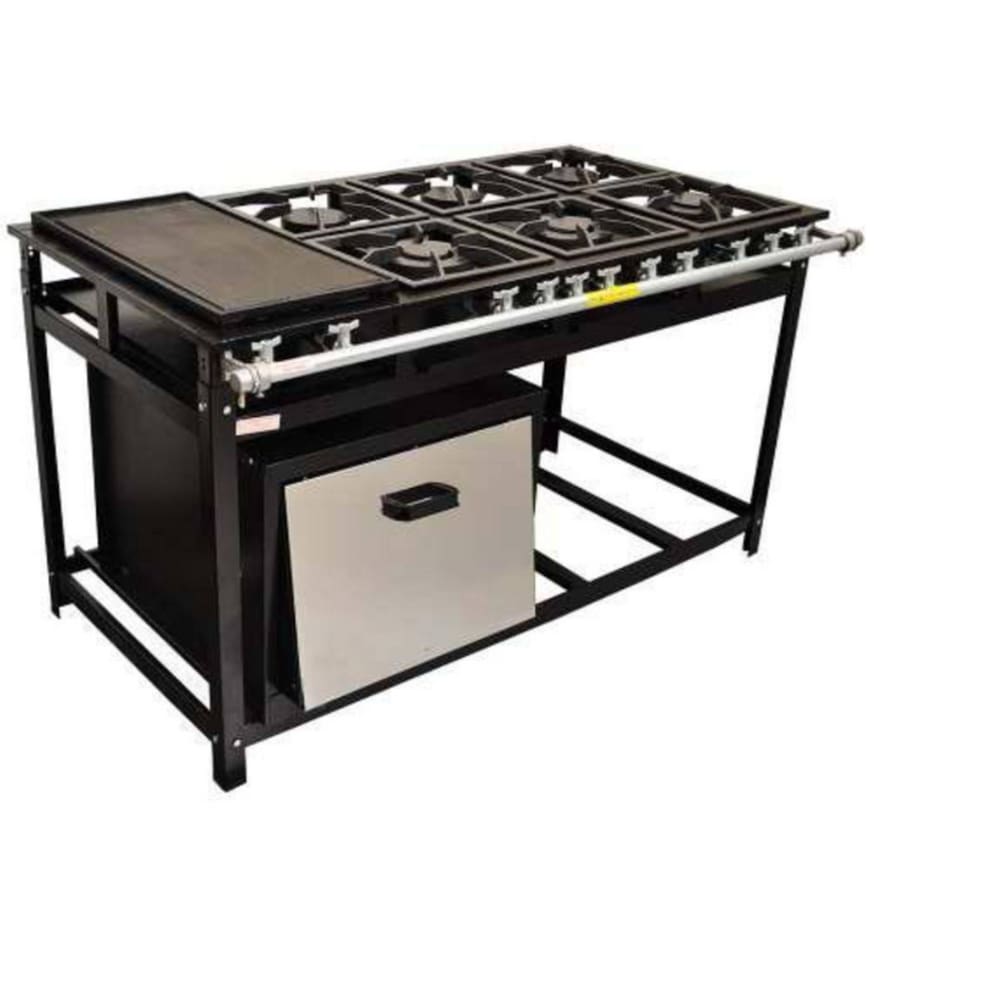 Fogão 6 Bocas Leona 30x30 P7 Baixa Pressão C/ Forno e Chapa Preto