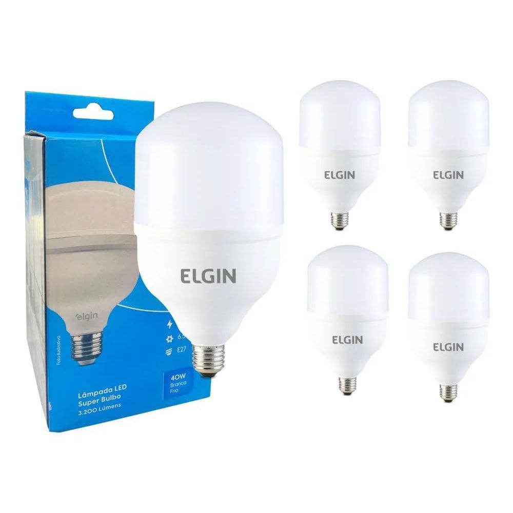 3X Elgin Kit X5 Lâmpada Led Bulbo 40W 6500K Eonômica Alta Po