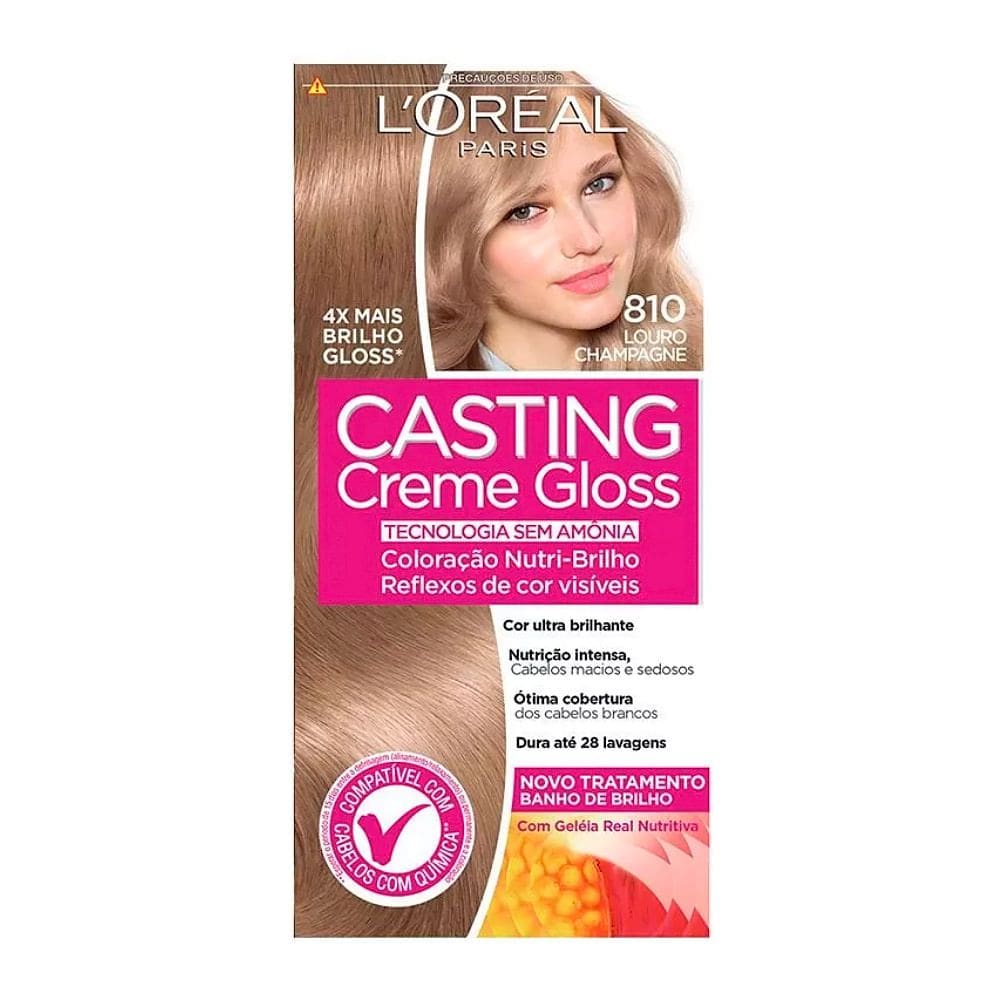 Tintura Creme Casting Creme Gloss L`oréal Louro Champagne 810 Kit