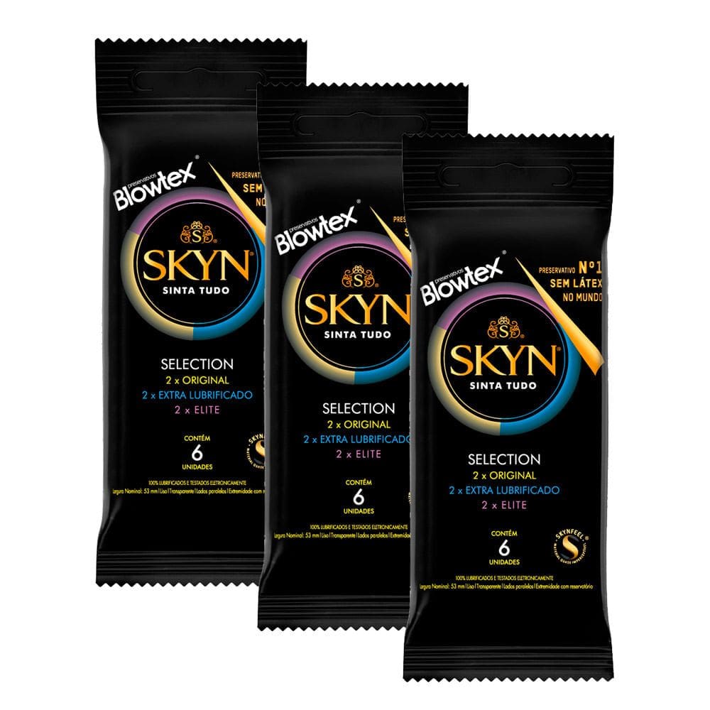 Kit 3 Preservativo Blowtex Skyn Selection 6 Unidades