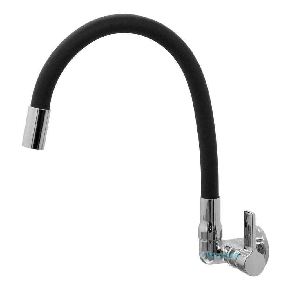 3X Fauzi Metais Torneira Cozinha Parede Gourmet Bica Preta