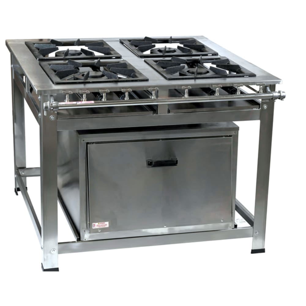 Fogão Industrial 4 Bocas QD P5 em Aço Inox com Forno Leona