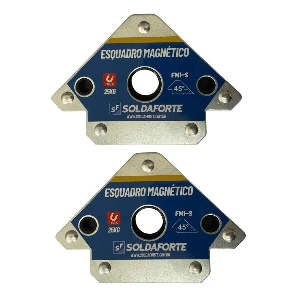 3X Esquadro Magnetico 25Kg 2 Peças Industrial - Soldaforte