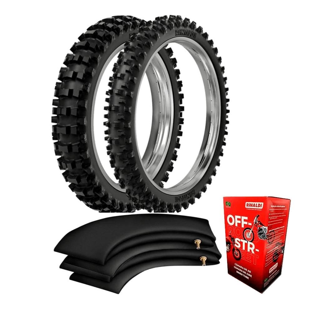 Kit Pneu Mais Largo Crf 230f Ttr 230 110/100-18 + 80/100-21 Sr39 Rinaldi + Camara