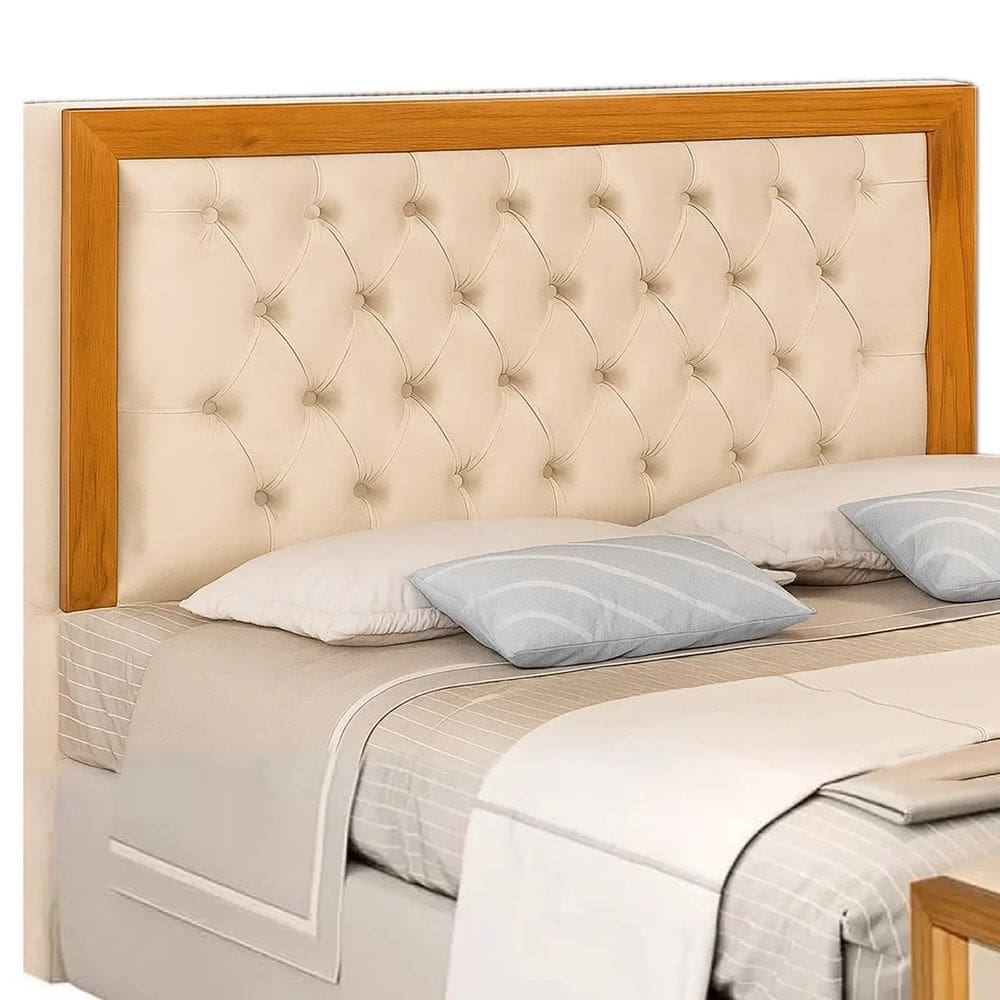 Cabeceira Imperial Casal em Linho RA Cor Bege