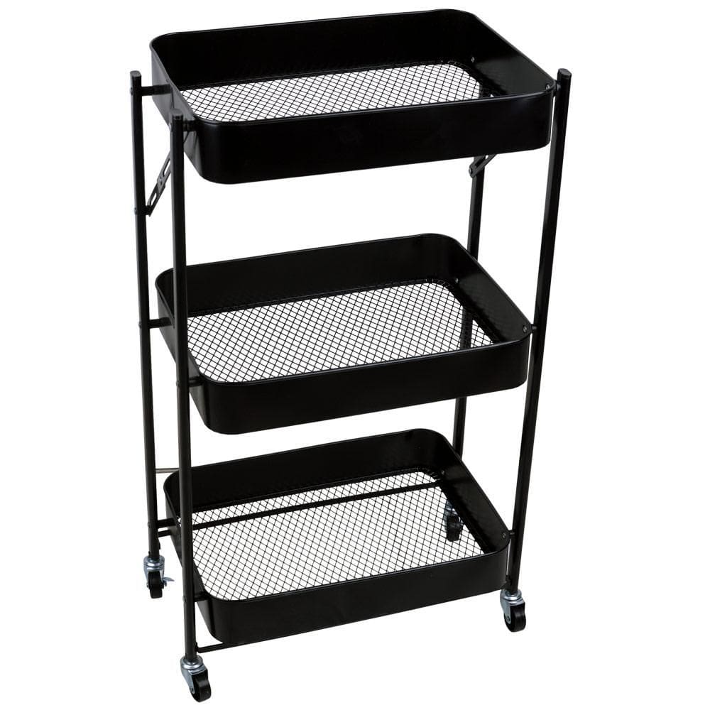 Carrinho Organizador Multiuso 3 Prateleiras com Rodízios Brooklyn Cazza Preto