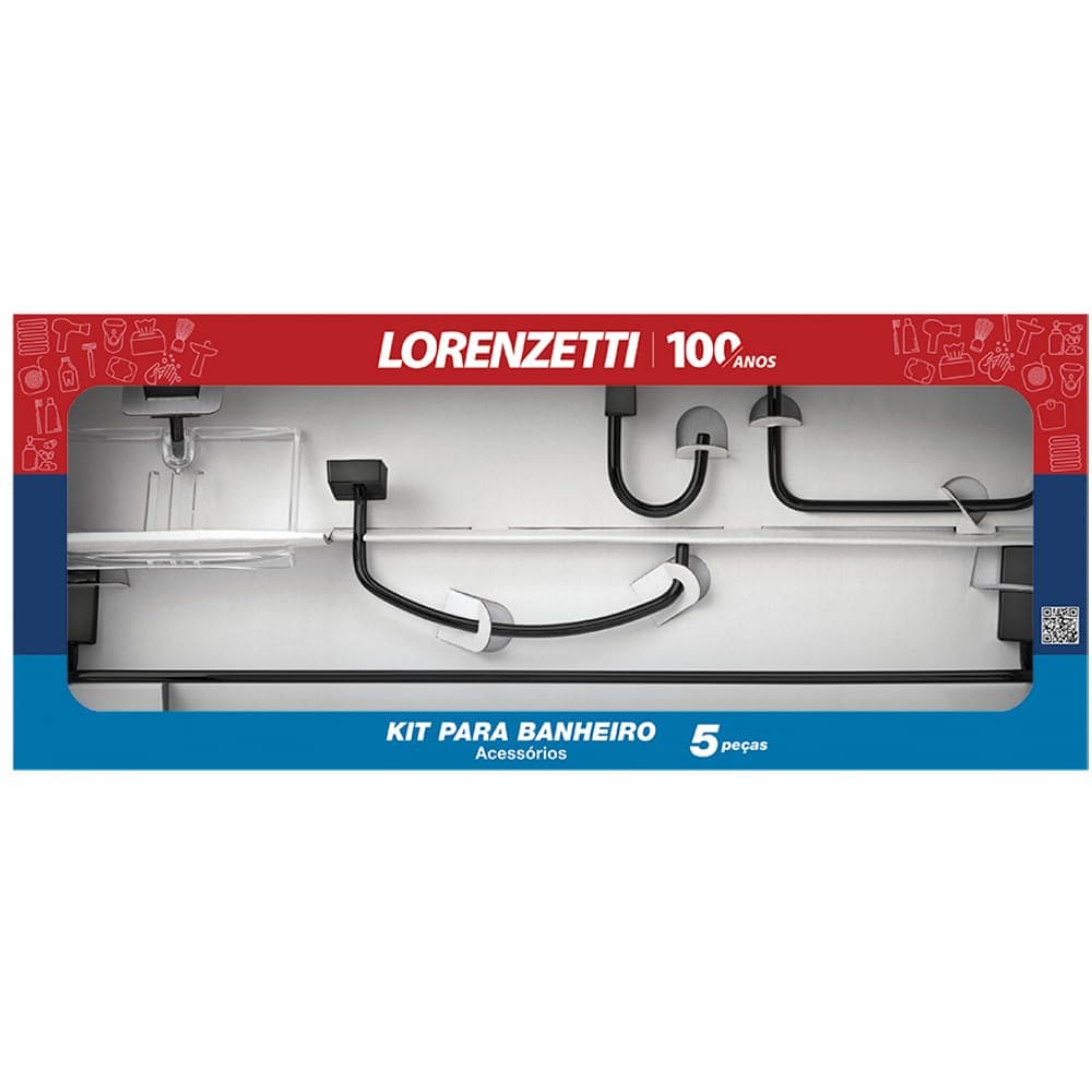 Kit para Banheiro com 5 Acessórios Loren Way Black 2000 B30 - 7041312 - LORENZETTI