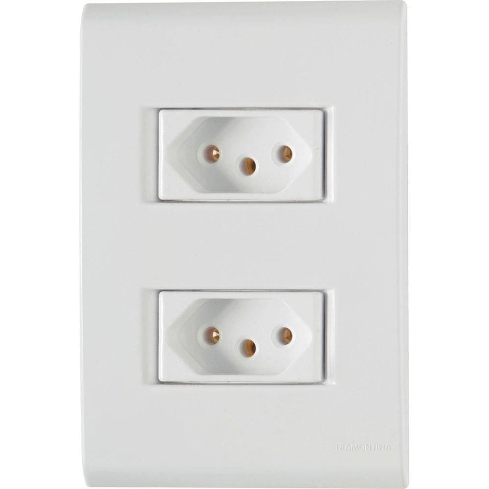 Conjunto Liz Branco 4x2 com 2 Tomadas 2P+T de 20 Ampères e 250 Volts - 57170066 - TRAMONTINA