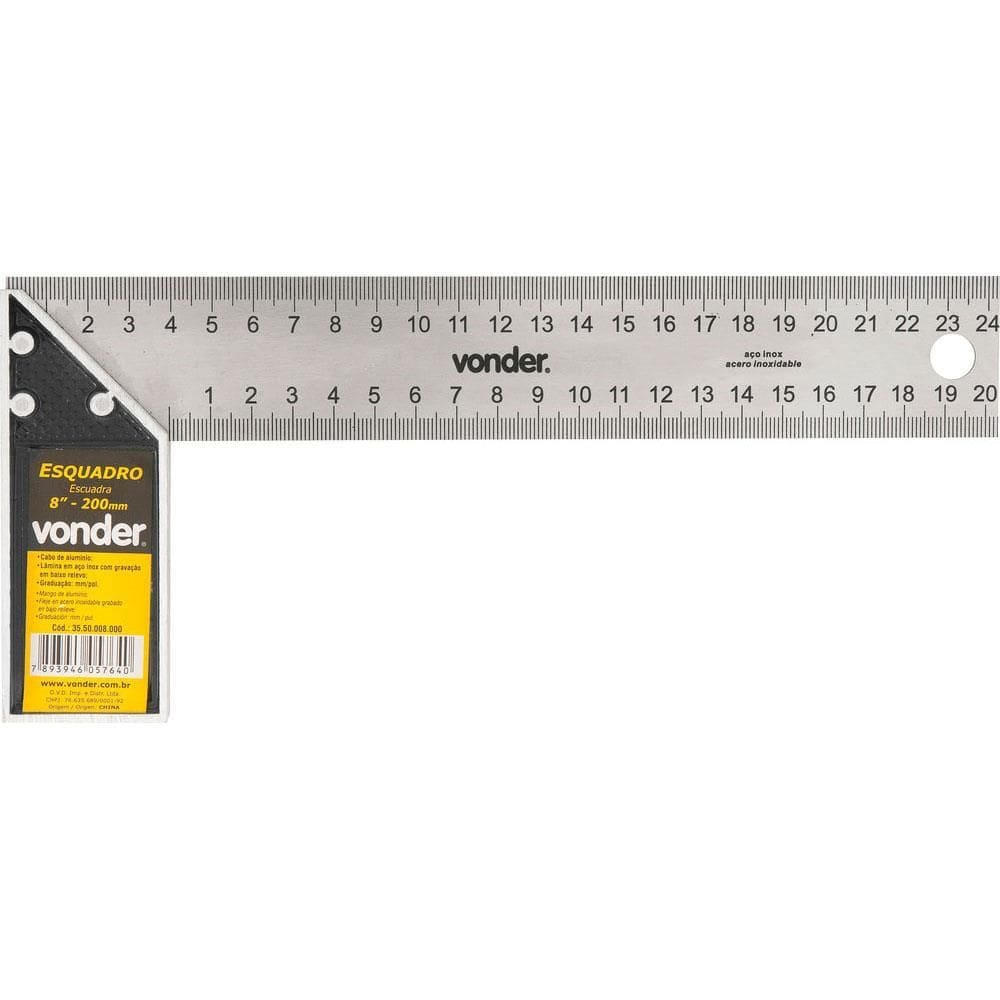 Esquadro Com Cabo de Alumínio Plus 8”” - 35.50.008.000 - VONDER