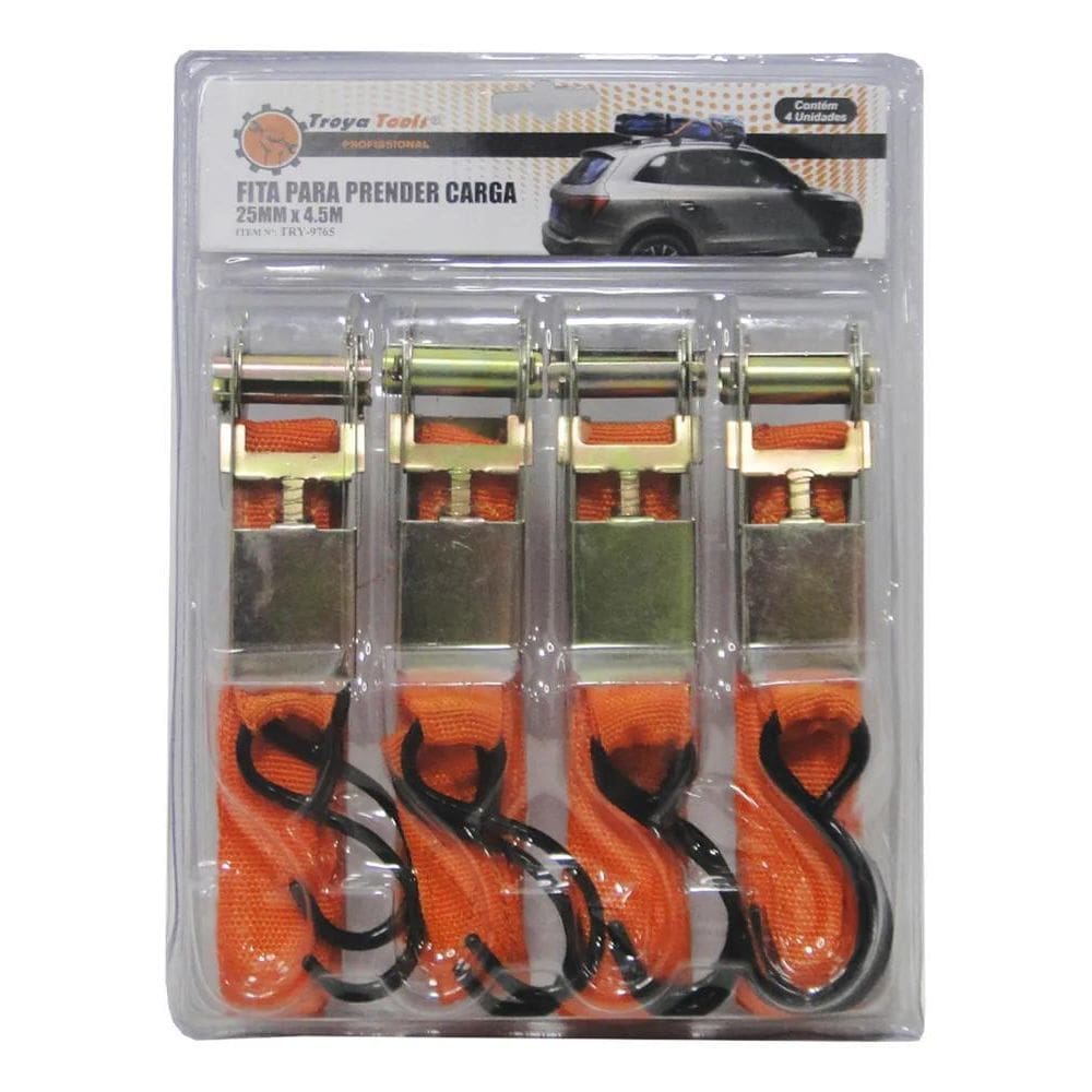 Cinta Para Prender Carga Com Catraca 4Pc X 4,5M F-254