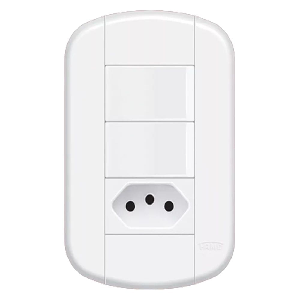 Conjunto de 2 Interruptor Simples 16A/250 Volts e 1 Tomada 2P+T 10A/250 Volts Blanc Mais - 11339294 - FAME